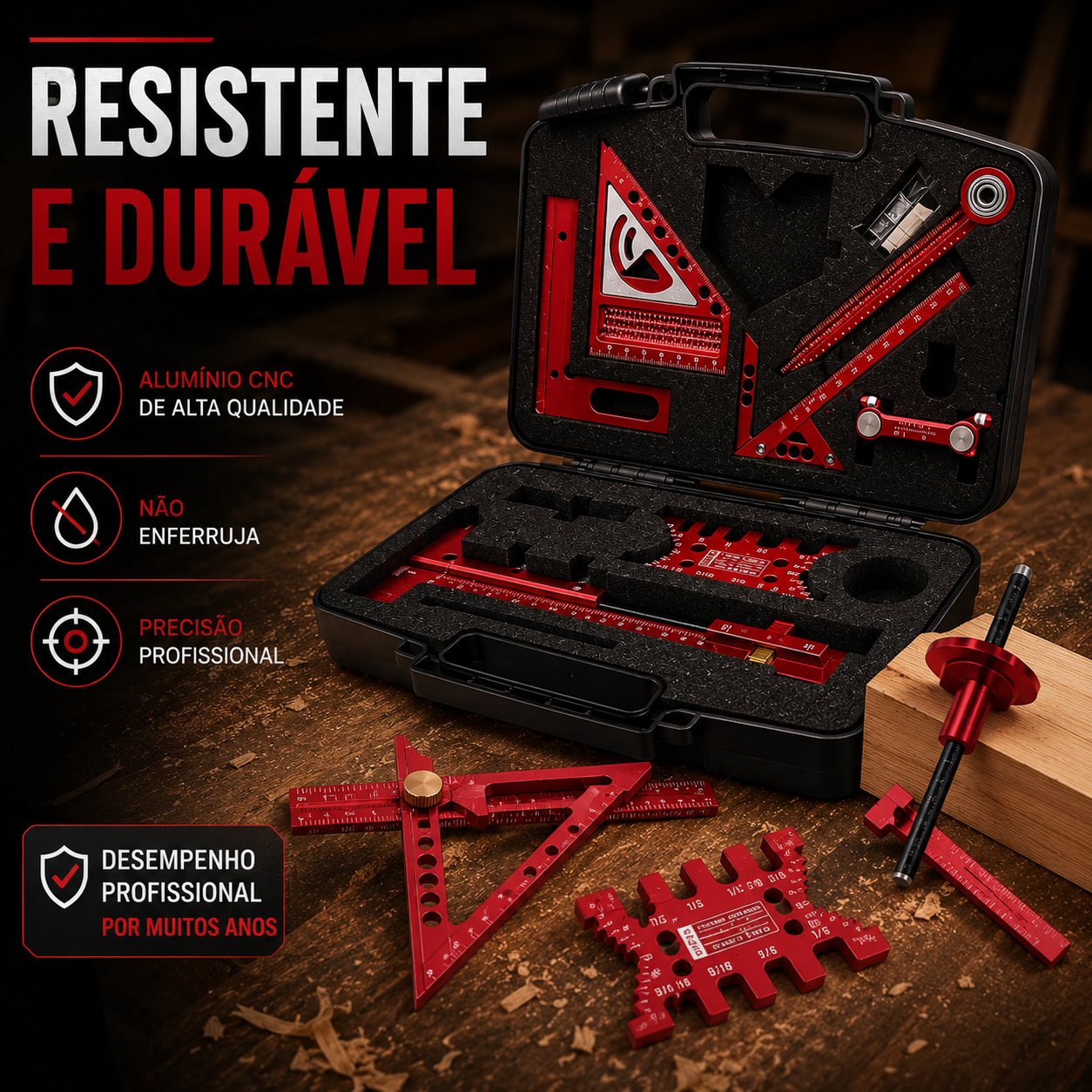 Multi Cut Pro™ – Kit Profissional de Medição para Carpintaria com 10 Peças