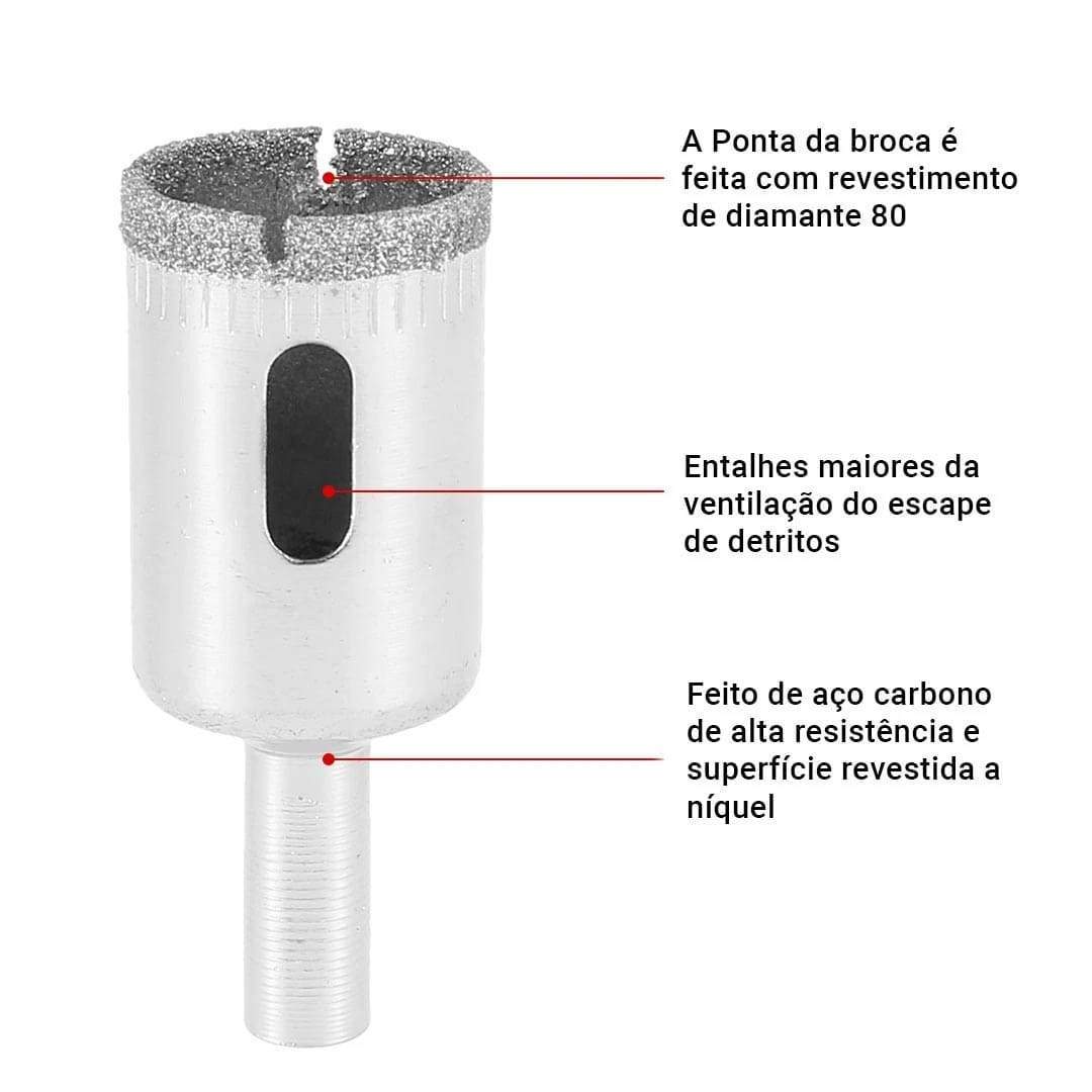 Kit 10 Bicos de Furo Diamantados - Brocas Serra Copo