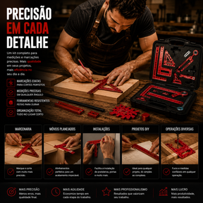 Multi Cut Pro™ – Kit Profissional de Medição para Carpintaria com 10 Peças
