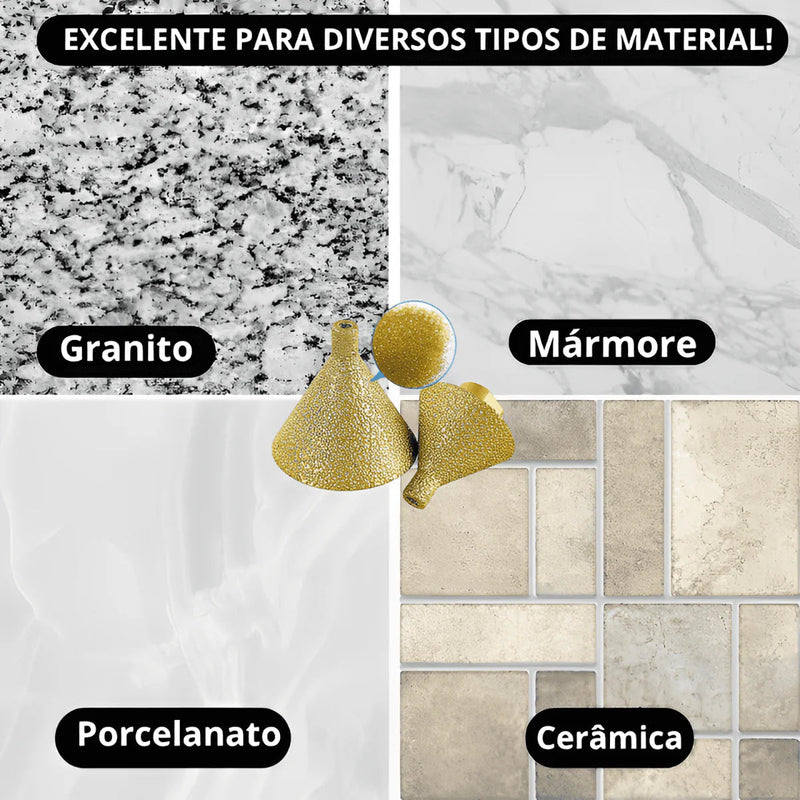 Chanfre Master™  - Kit 04  Brocas diamantadas para chanfro + Adaptador de furadeira BRINDE
